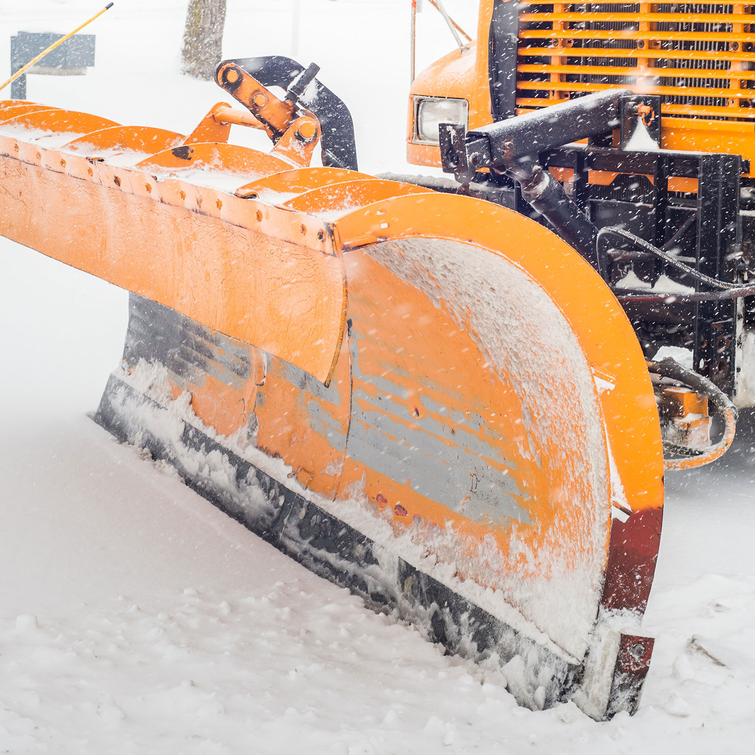 rubber snow blade detail on truck