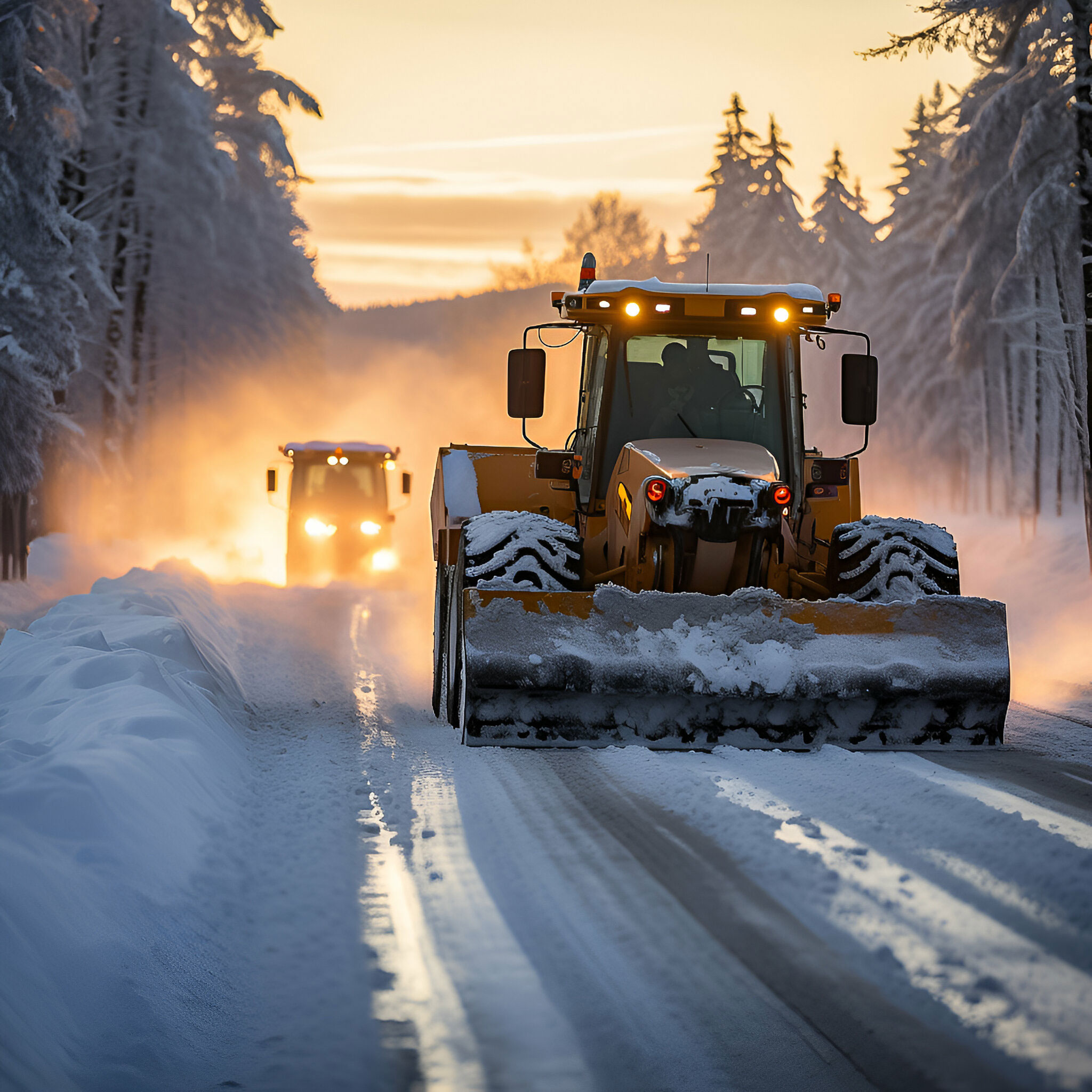 snow plough blade on tractor